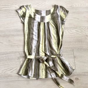 DKNY Jeans Cap Sleeve Tie Waist Belted Blouse
